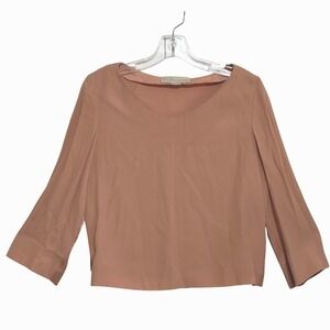 STELLA McCARTNEY Blouse Blush Boat Neck Bell Sleeve Cropped Parisian Chic US 6